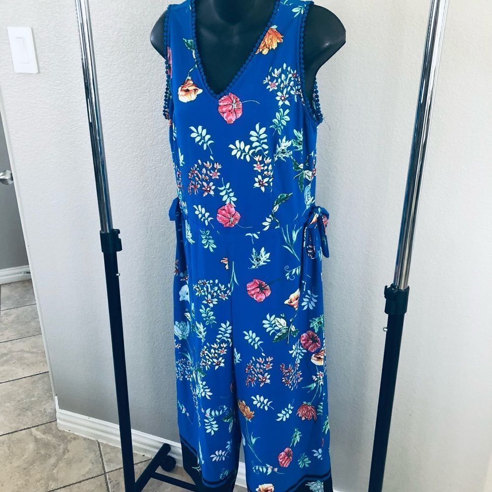 Carolina Belle Floral Blue Botanical Jumpsuit Jumper 6